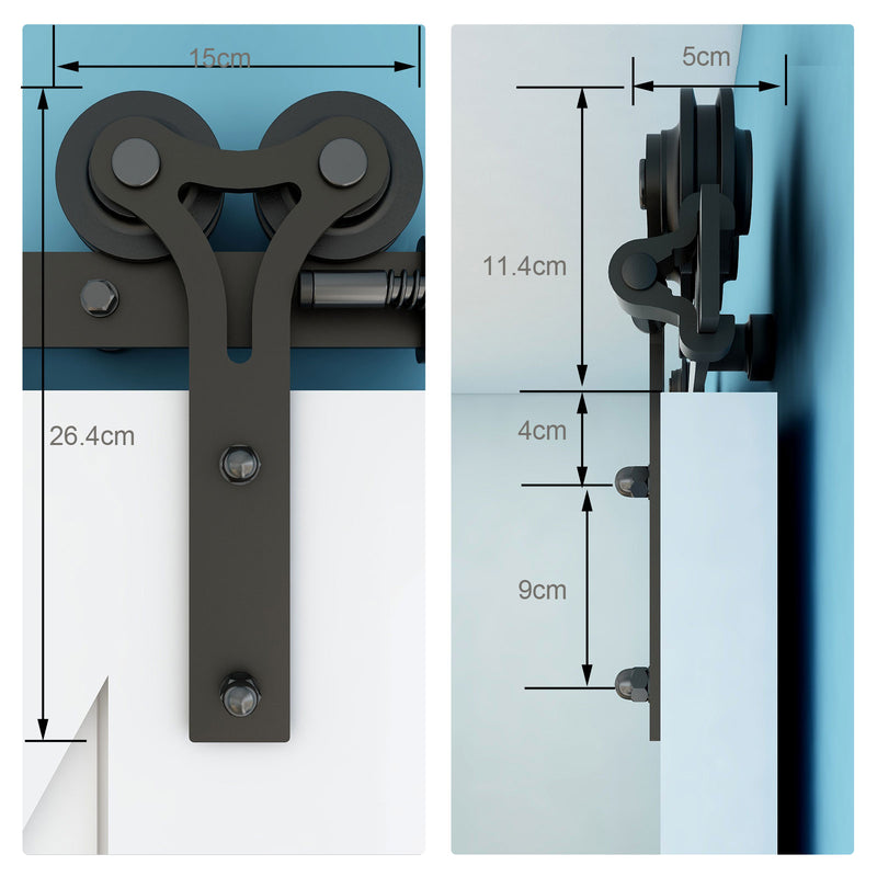 17FT Sliding barn door hardware kit for double wooden door