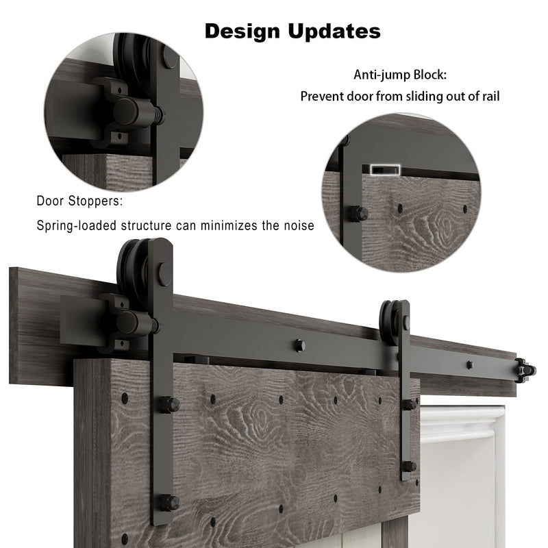 Barn door hardware kit with wheel and wheel track