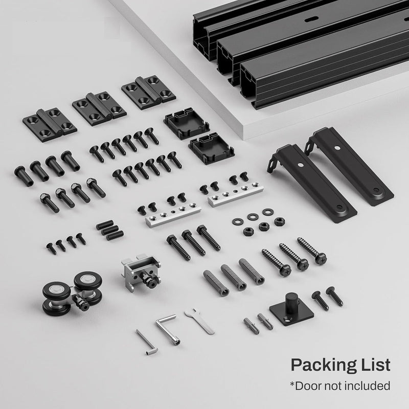 3FT-6FT Ceiling Mount Box Rail Hardware Bifold Sliding Barn Door Hardware