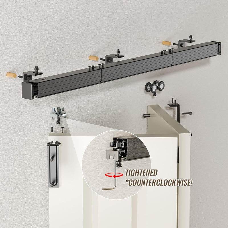 3/3.3/4FT Box Rail Folding Door Hardware Sliding Barn Door Track Wall Mount Kit