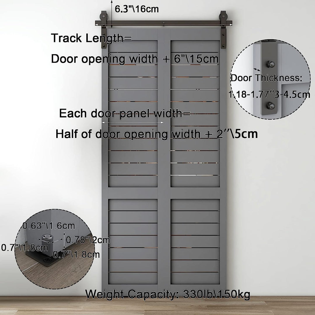 CCJH 16FT Sliding Barn Door Hardware Kit for Single Wooden Door Fit 96'' Wide Black CCJH 16FT Sliding Barn Door Hardware Kit for Single Wooden Door Fit 96'' Wide Black