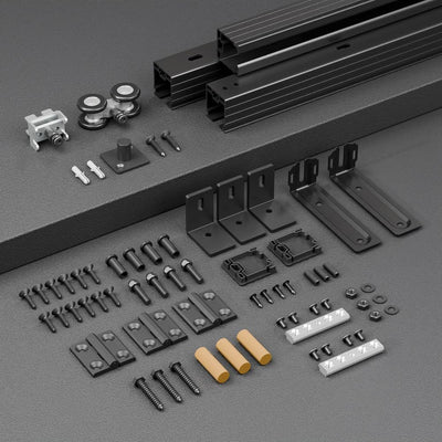 3/3.3/4FT Box Rail Folding Door Hardware Sliding Barn Door Track Wall Mount Kit