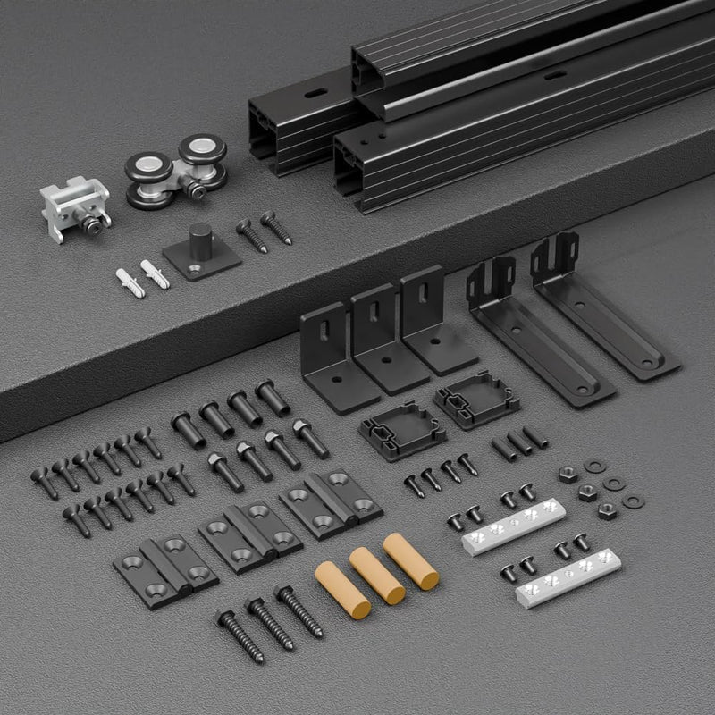 3/3.3/4FT Box Rail Folding Door Hardware Sliding Barn Door Track Wall Mount Kit