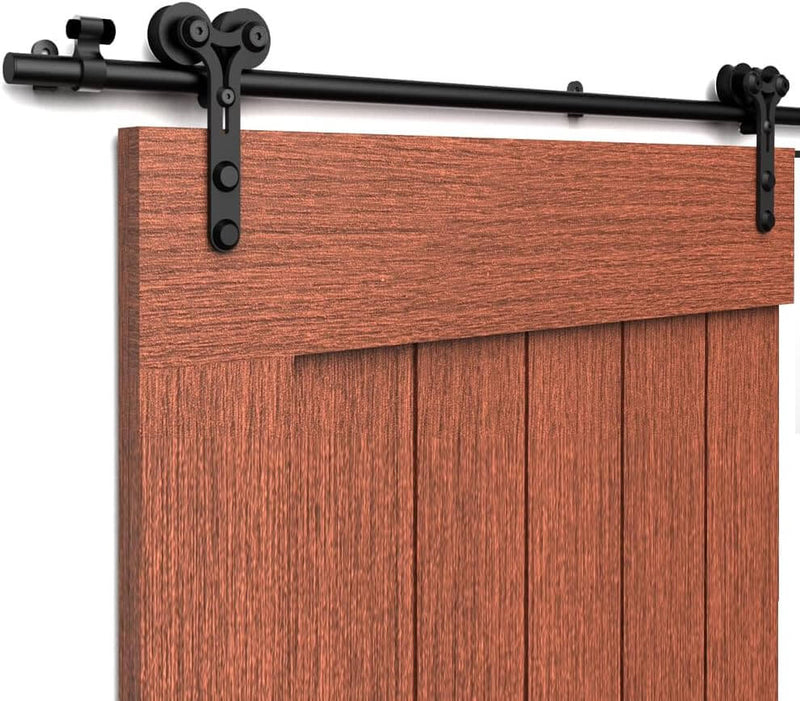 CCJH Barn Door Hardware kit Sliding 3.3FT Track Stainless Steel,Matte Black Surface for Max 19.5&