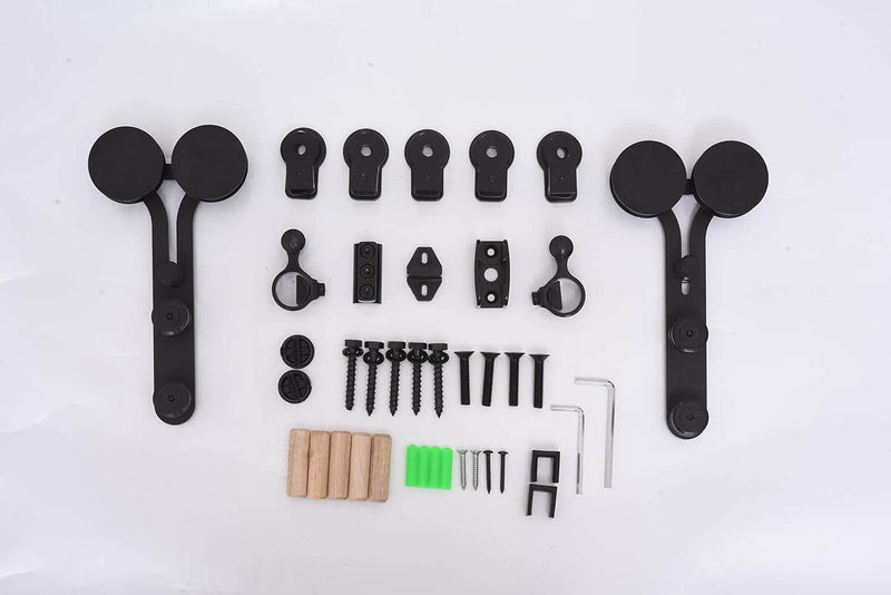 CCJH Barn Door Hardware kit Sliding 3.3FT Track Stainless Steel,Matte Black Surface for Max 19.5&