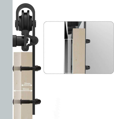 1.8M/2M Sliding barn door hardware kit for single wooden door