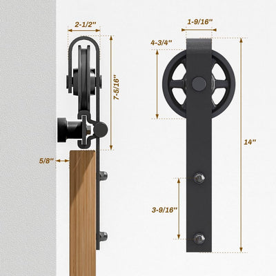 Medium Wheel Roller Sliding Barn Door Hardware Kit for Single/Double Doors