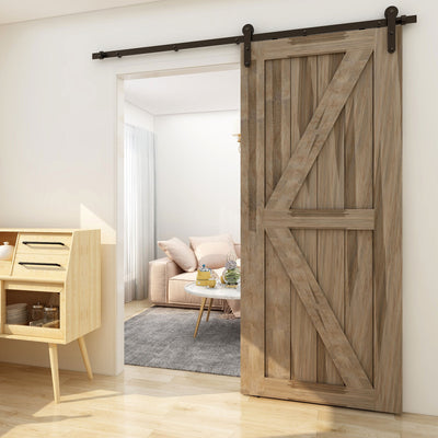 Sliding Barn Wood Door Hardware Black Rustic Track Kit
