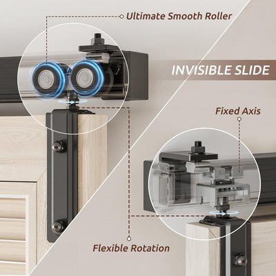 4FT Box Rail Hardware Bi-Folding Sliding Barn Door Hardware Kit  for 2 Doors (No Door)