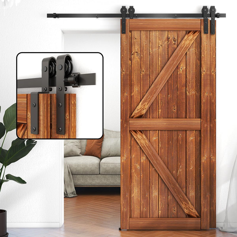 Bypass Sliding Barn Door Upgraded Single Track kit CCJH J Style for Double Barn Door