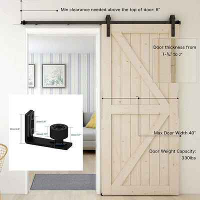 1.8M/2M Sliding barn door hardware kit for single wooden door