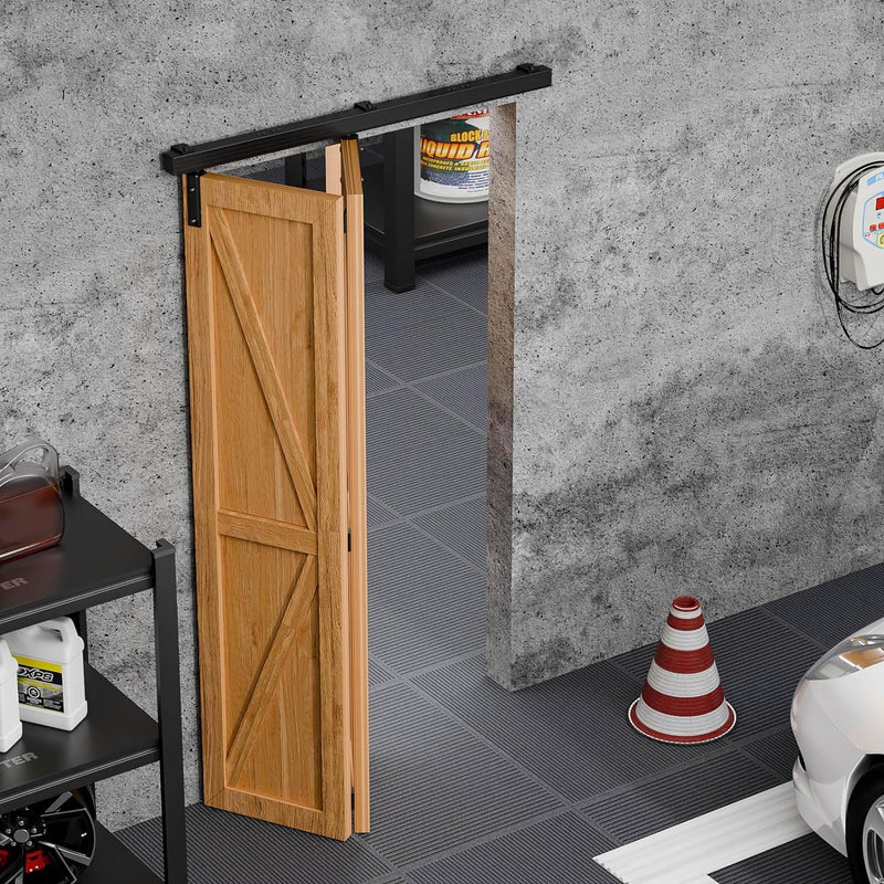 3/3.3/4FT Box Rail Folding Door Hardware Sliding Barn Door Track Wall Mount Kit
