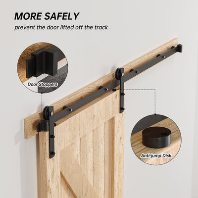 CCJH 6FT/6.6FT Sliding Barn Door Hardware Track Kit Heavy Duty ,Smoothly,No Door