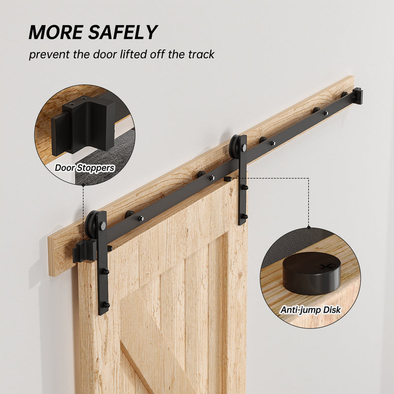 CCJH 6FT/6.6FT Sliding Barn Door Hardware Track Kit Heavy Duty ,Smoothly,No Door