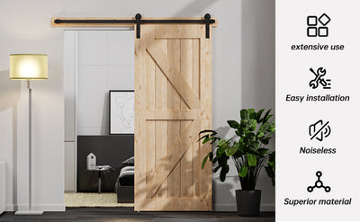 CCJH 6FT/6.6FT Sliding Barn Door Hardware Track Kit Heavy Duty ,Smoothly,No Door