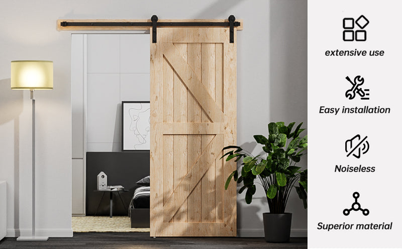 CCJH 6FT/6.6FT Sliding Barn Door Hardware Track Kit Heavy Duty ,Smoothly,No Door