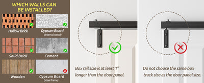 3/3.3/4FT Box Rail Folding Door Hardware Sliding Barn Door Track Wall Mount Kit