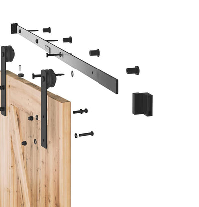 17FT Sliding barn door hardware kit for double wooden door