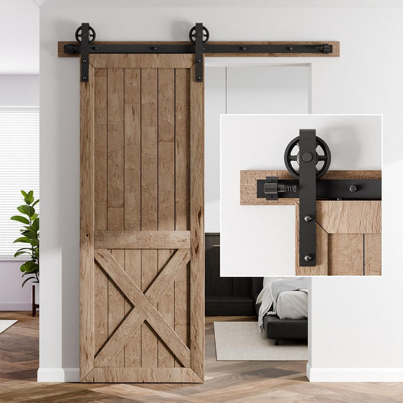Medium Wheel Roller Sliding Barn Door Hardware Kit for Single/Double Doors