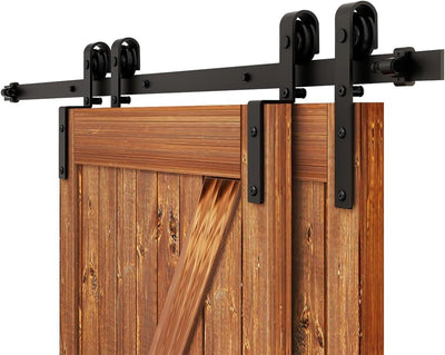 Bypass Sliding Barn Door Upgraded Single Track kit CCJH J Style for Double Barn Door