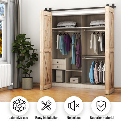 Top mount bifold sliding barn door hadware kit for wooden door