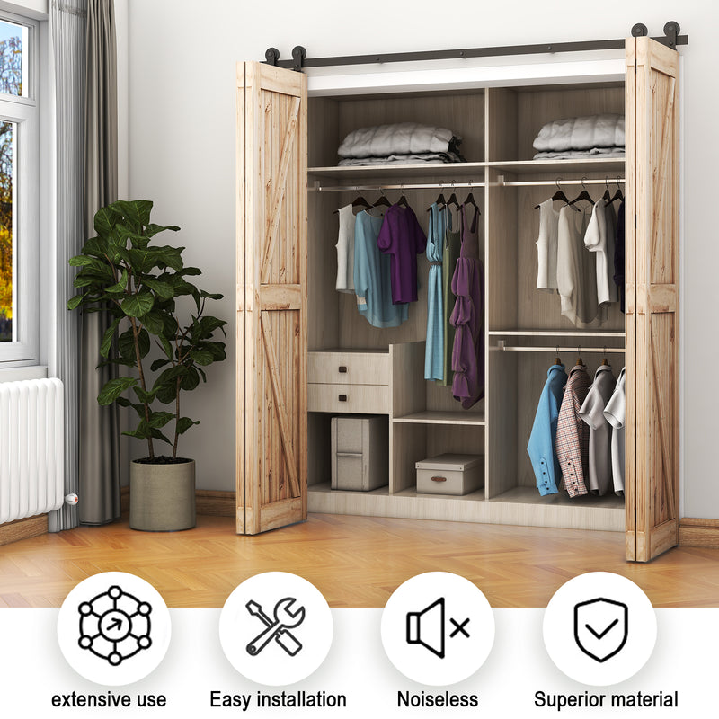 Top mount bifold sliding barn door hadware kit for wooden door