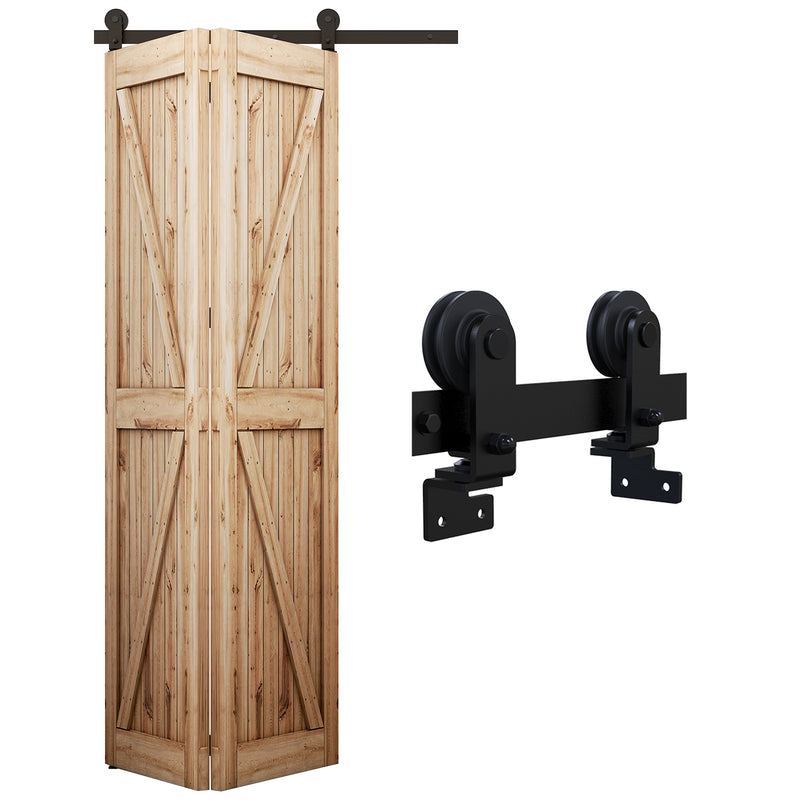 Top mount bifold sliding barn door hadware kit for wooden door
