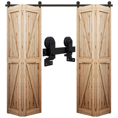Top mount bifold sliding barn door hadware kit for wooden door