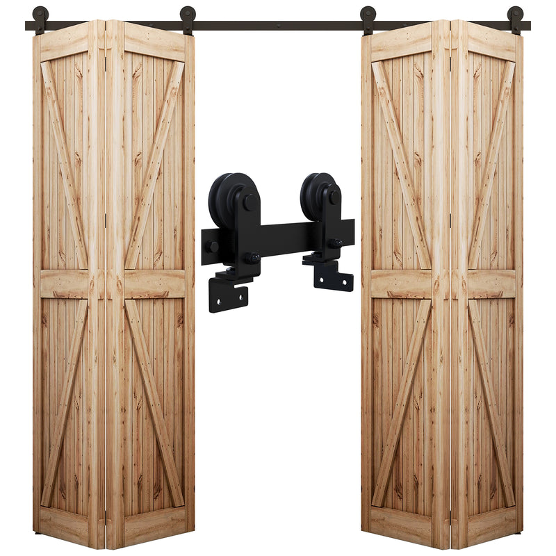 Top mount bifold sliding barn door hadware kit for wooden door