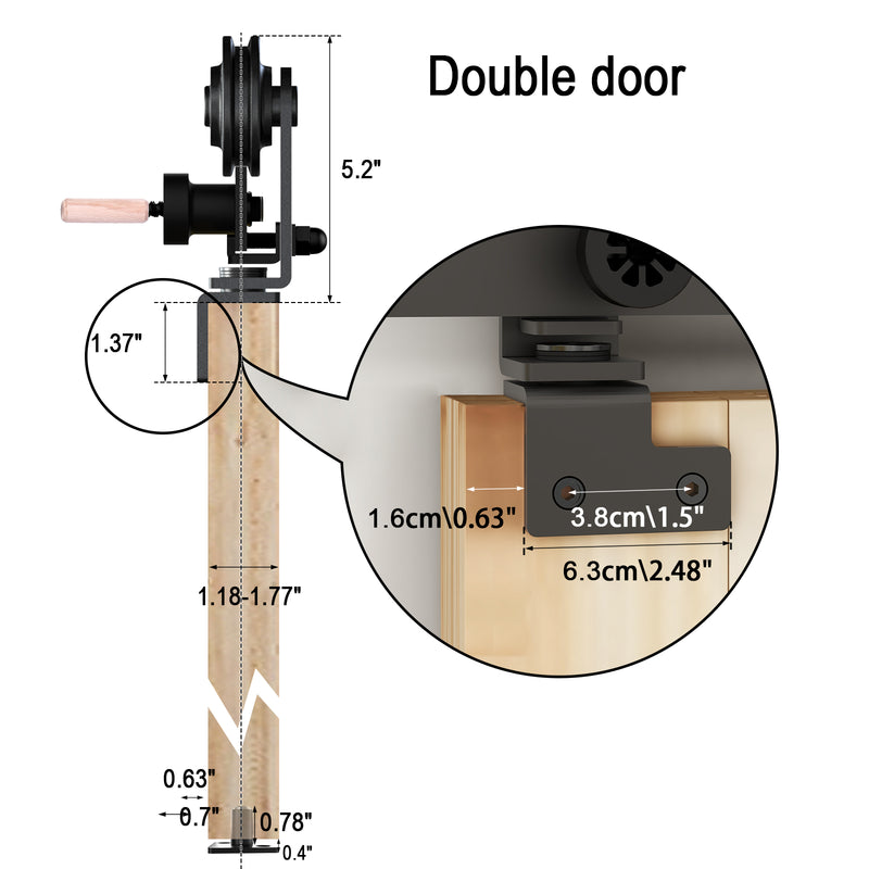 Top mount bifold sliding barn door hadware kit for wooden door