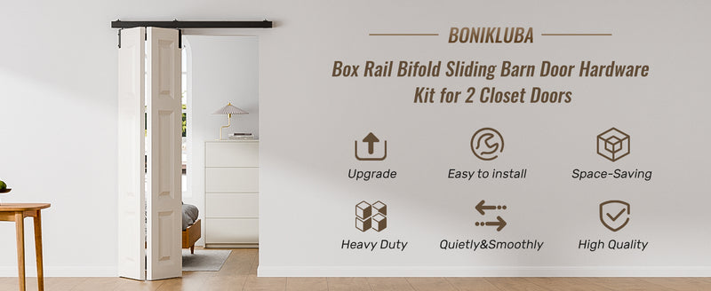 3/3.3/4FT Box Rail Folding Door Hardware Sliding Barn Door Track Wall Mount Kit