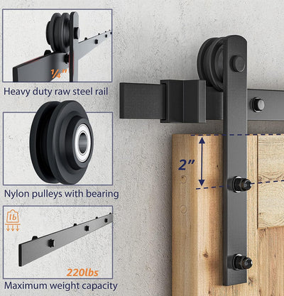 17FT Sliding barn door hardware kit for double wooden door