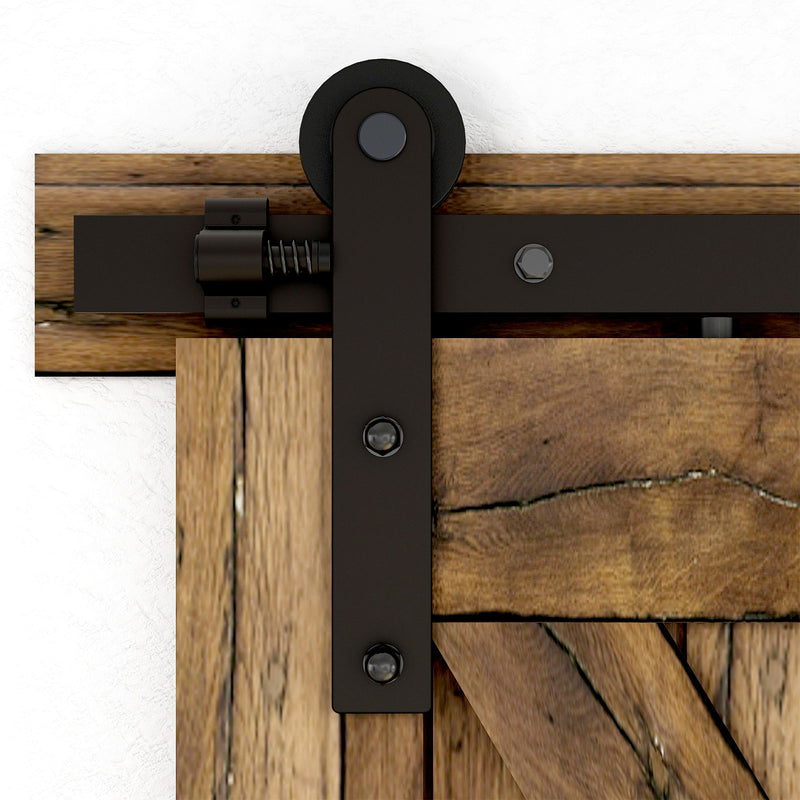 17FT Sliding barn door hardware kit for double wooden door