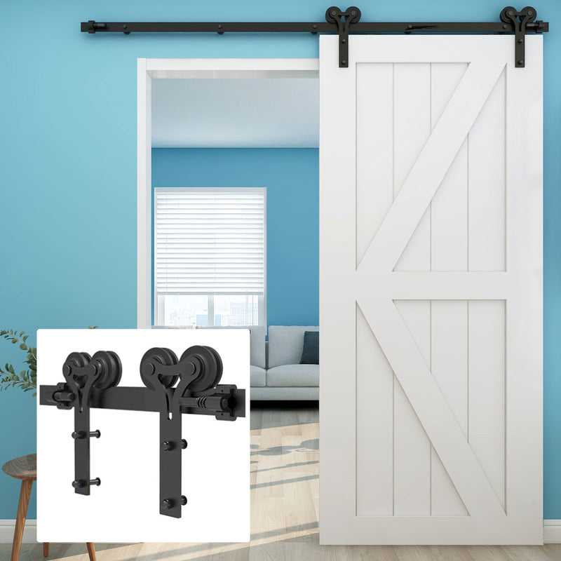 17FT Sliding barn door hardware kit for double wooden door
