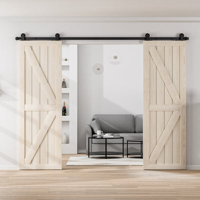 17FT Sliding barn door hardware kit for double wooden door