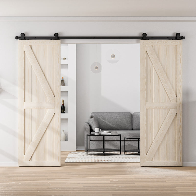17FT Sliding barn door hardware kit for double wooden door