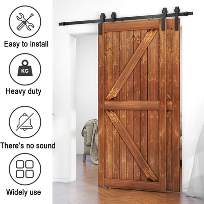 Bypass Sliding Barn Door Upgraded Single Track kit CCJH J Style for Double Barn Door
