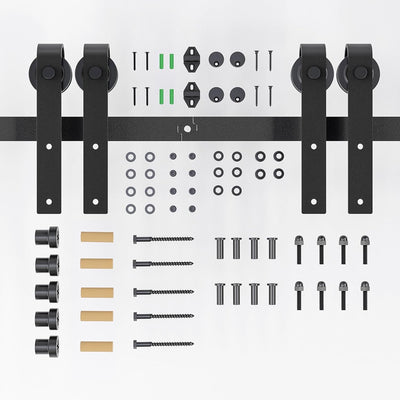 17FT Sliding barn door hardware kit for double wooden door