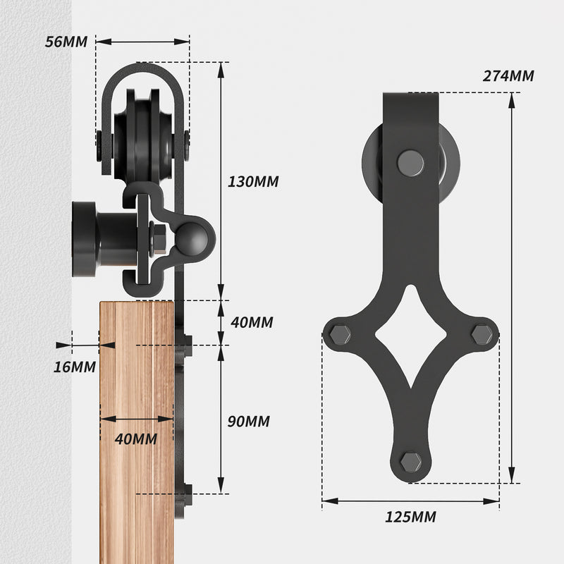 Sliding barn door hardware kit for Wooden 1/2 door ,Diamond shaped