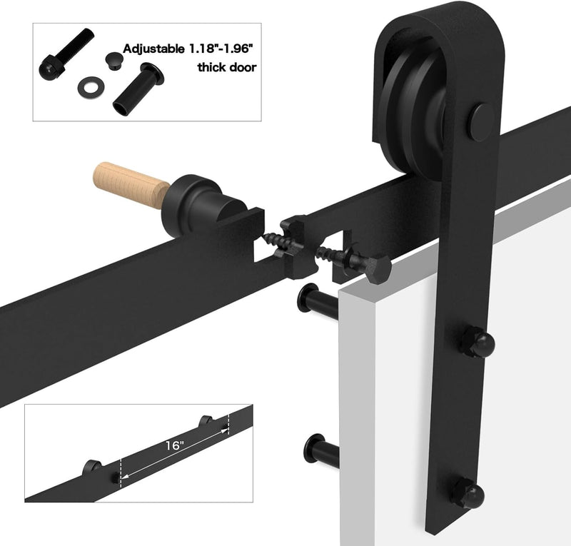 6.6FT/2M Sliding Barn Door Hardware Kit, for single door ，No door