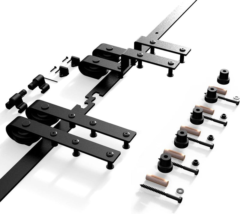 Bypass Sliding Barn Door Upgraded Single Track kit CCJH J Style for Double Barn Door