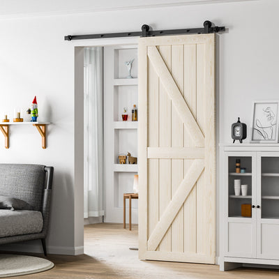 17FT Sliding barn door hardware kit for double wooden door