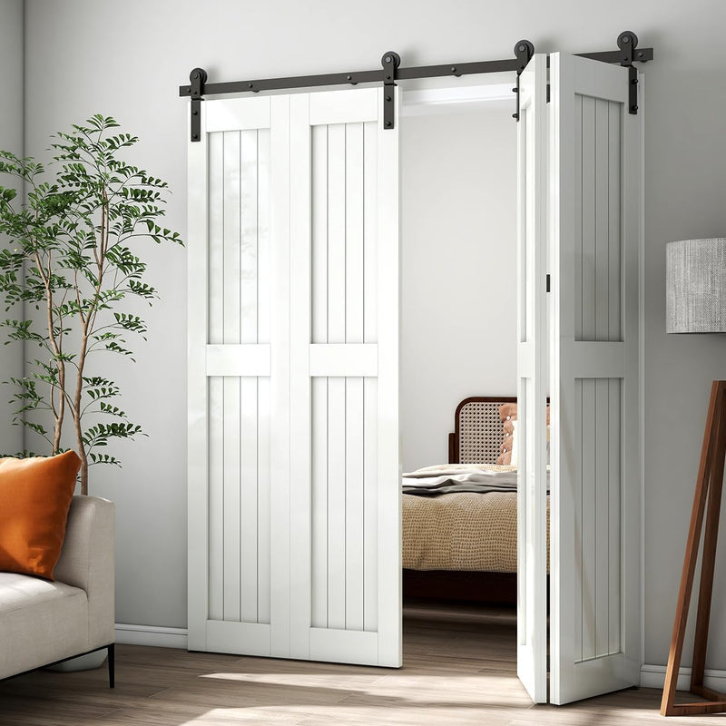 Bifolding Sliding Barn Door Hardware Kit for  Wooden Door