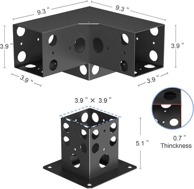 Pergola Brackets Kit 3-Way Corner Bracket/Gazebo Kit Post Base