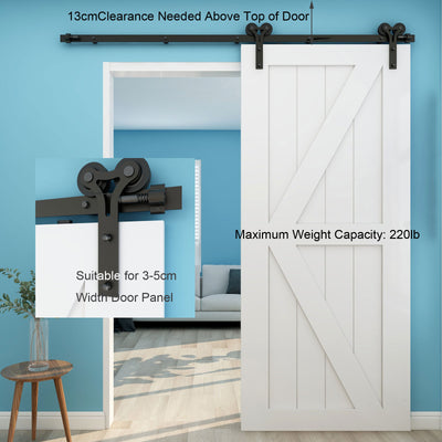 17FT Sliding barn door hardware kit for double wooden door