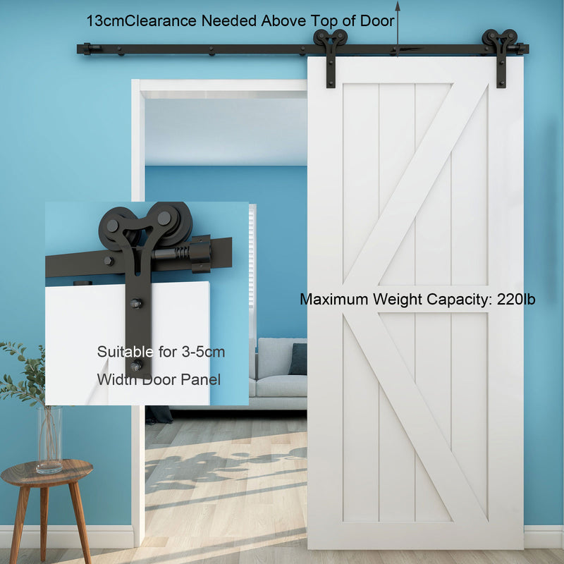 17FT Sliding barn door hardware kit for double wooden door