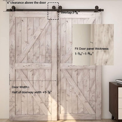Bypass Sliding Barn Door Hardware Kit  Single Track System (4ft-20ft).no door , No Noise