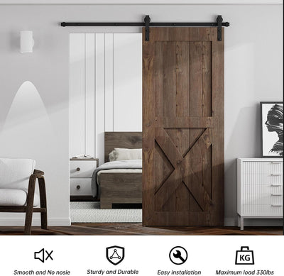 17FT Sliding barn door hardware kit for double wooden door