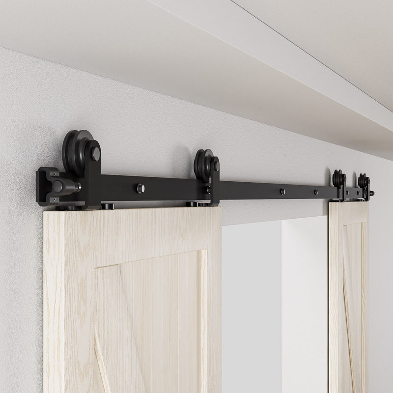 17FT Sliding barn door hardware kit for double wooden door