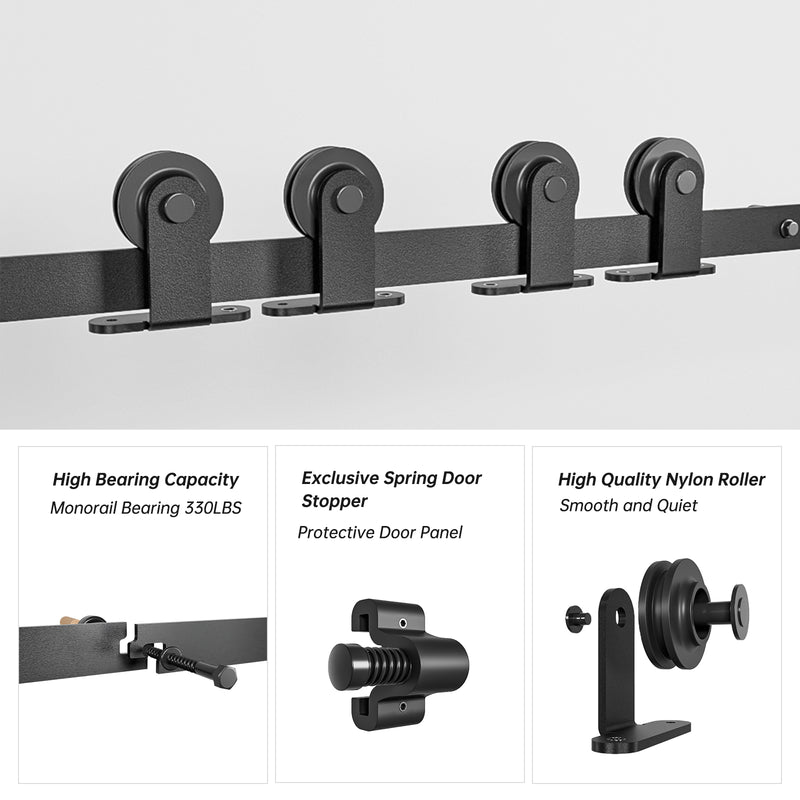 17FT Sliding barn door hardware kit for double wooden door